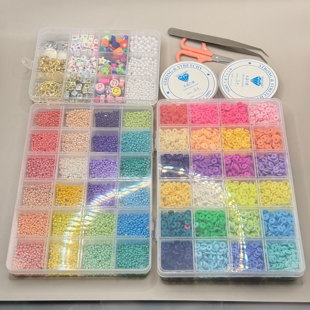 17250pcs Clay Beads 3 Boxes Bracelet Making Kit with Charms and Elastic Strings